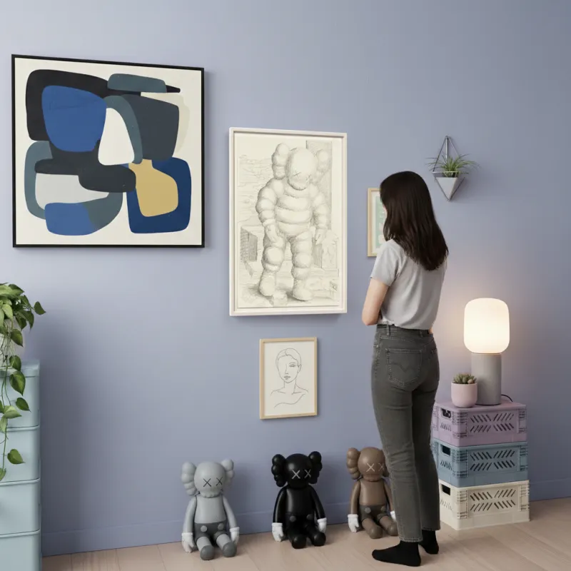 AI-enhanced room scene with artwork